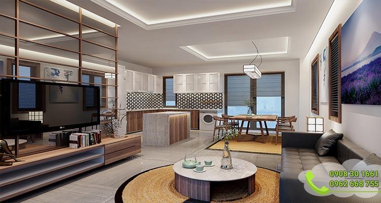 Thiết kế phòng khách của biệt thự Mizuki Park